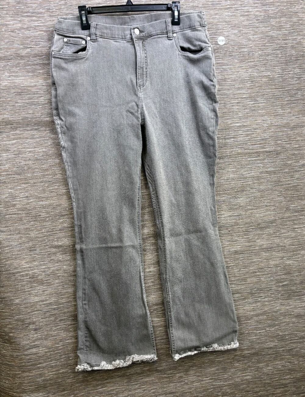 Denim & Co Canyon Retreat Flare Jeans Womens 18W Gray w/ Inseam Slit Detail NEW